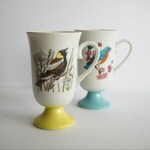 Vintage Set of 2 Bird Mugs